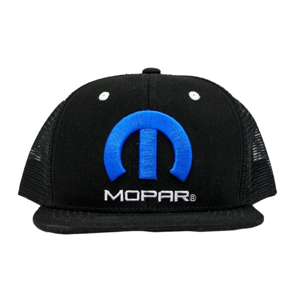 Mopar Logo Embroidered 6 Panel Hat - Black